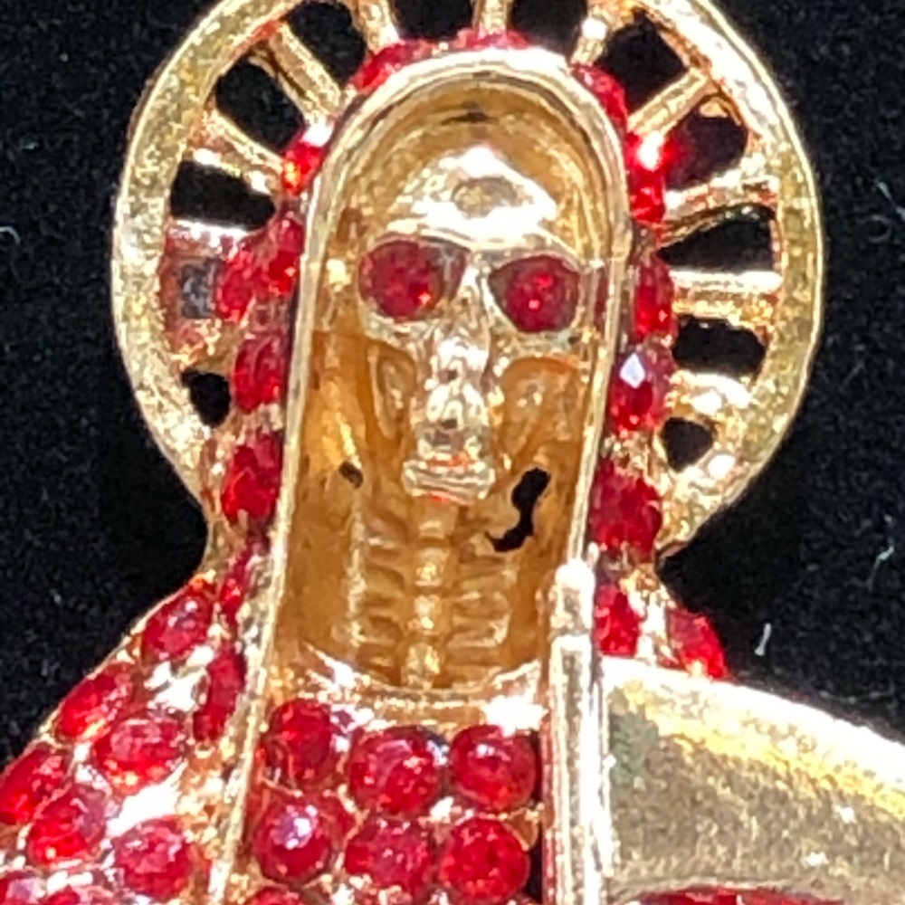 Red Stone Santa Muerte Pendent jewelry